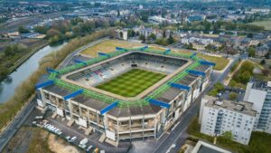 The Louis Dugauguez stadium in Sedan seen from the sky