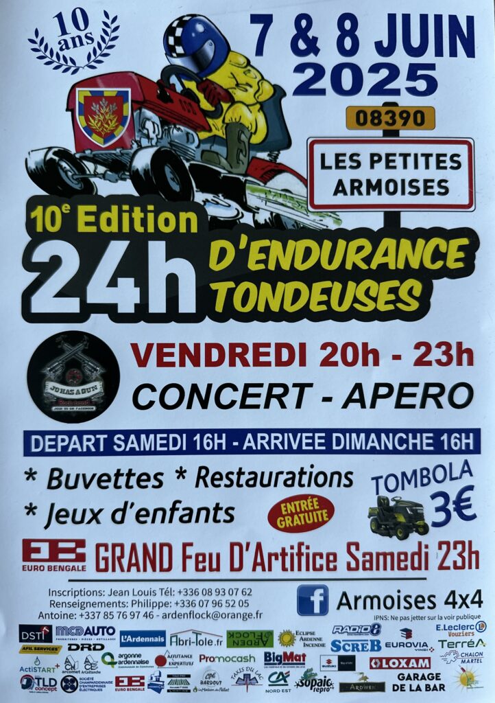 Cartel de la 10ª edición de la carrera de resistencia de cortacésped 24h